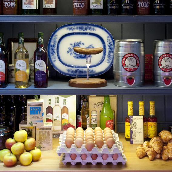 Beer, wines, eggs, fruit