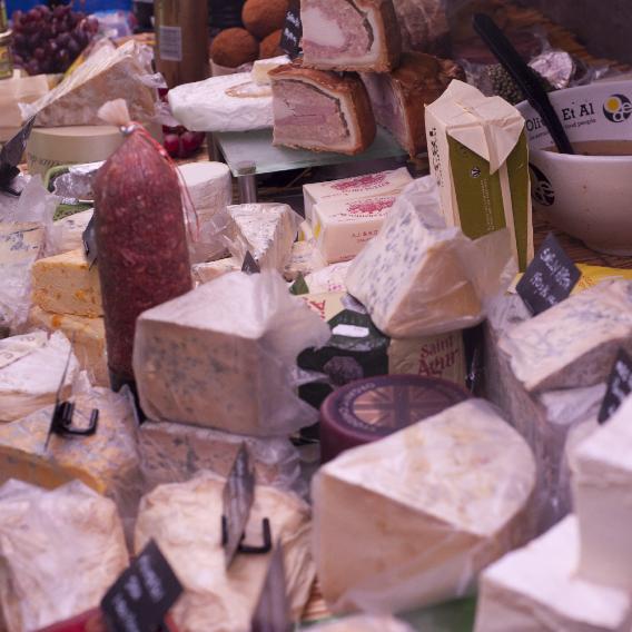Cooked meat and cheese
